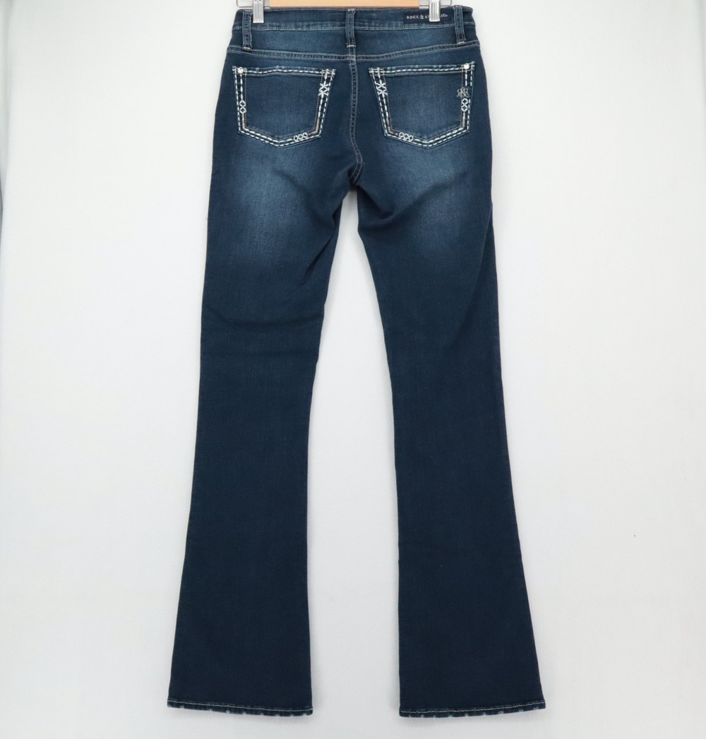 Y2K ROCK & REPUBLIC Sz 2 Kasandra Boot Cut Jeans Low Rise Thick Stitch Dark